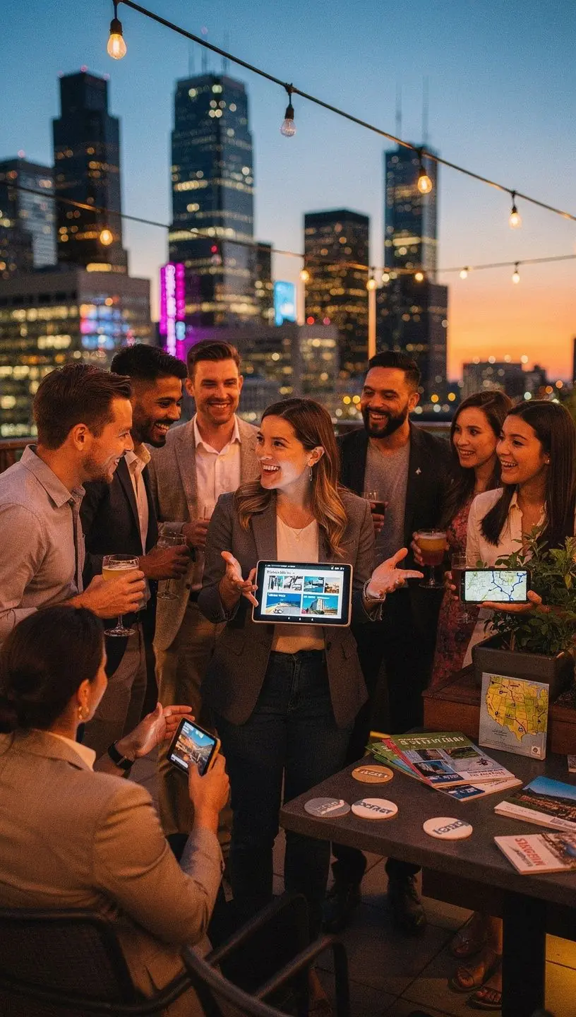 Krajobraz amerykańskiej drogi z widokiem na góry i niebo w zachodzącym słońcu.