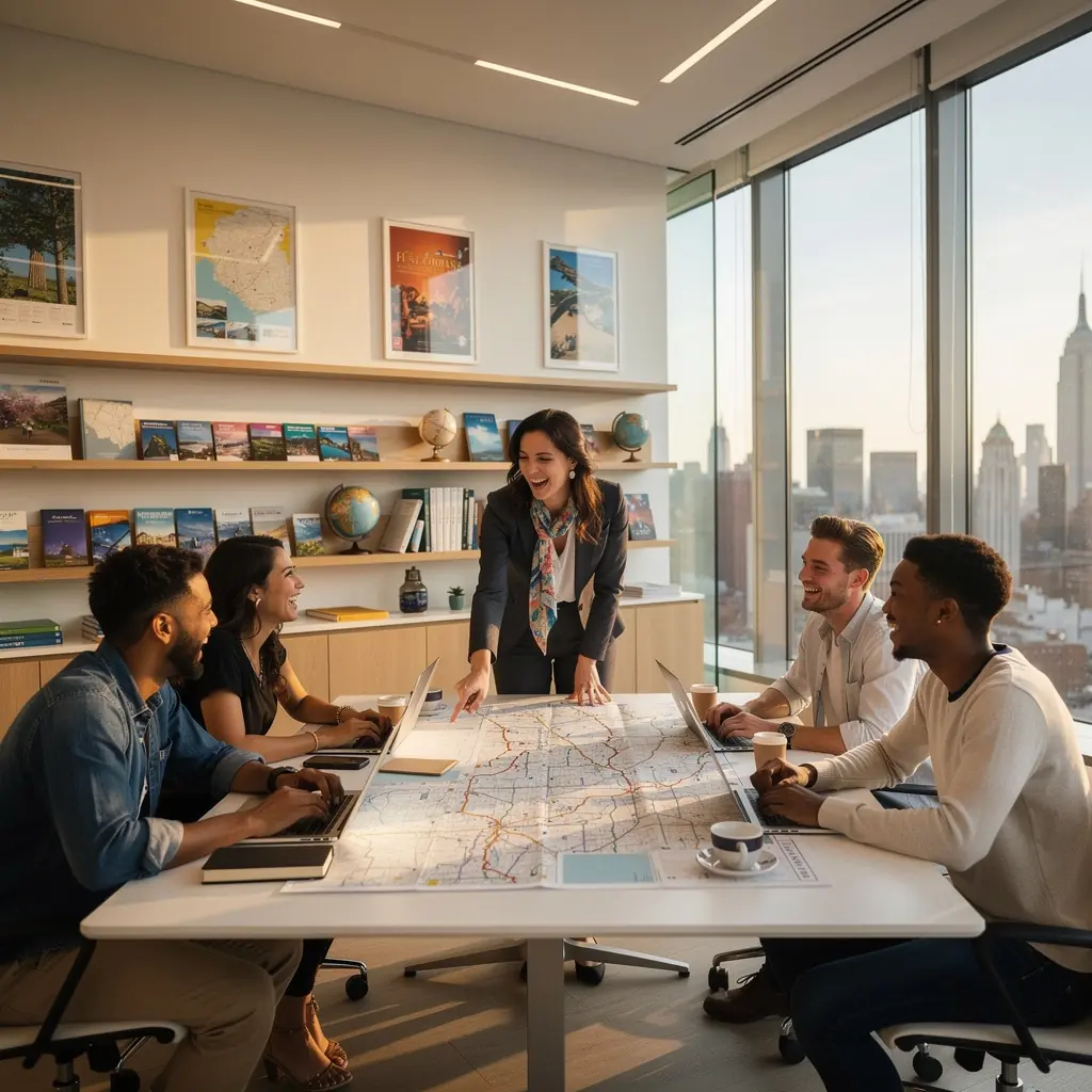 Planowanie podróży samochodowej z widokiem na malownicze trasy w Stanach Zjednoczonych.