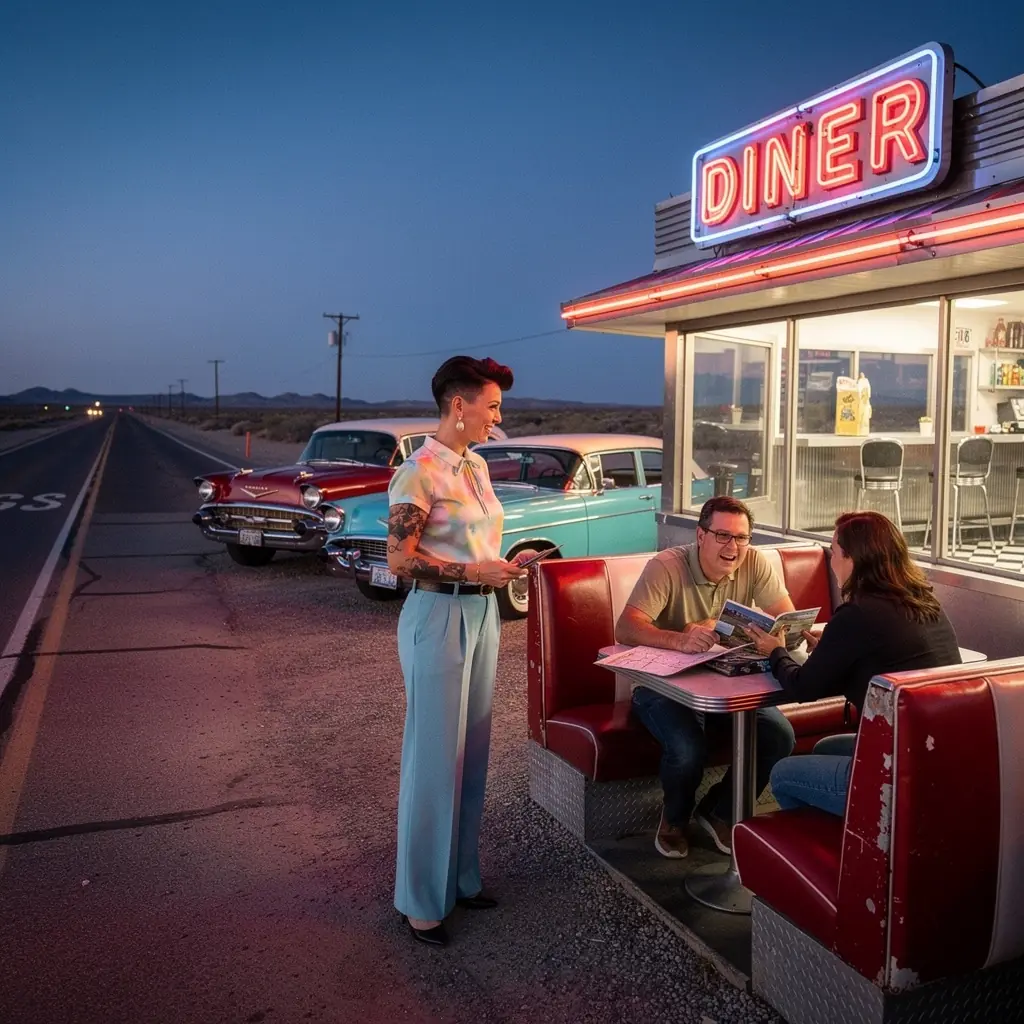 Rodzina w samochodzie, przygotowująca się do rozpoczęcia przygody drogowej.