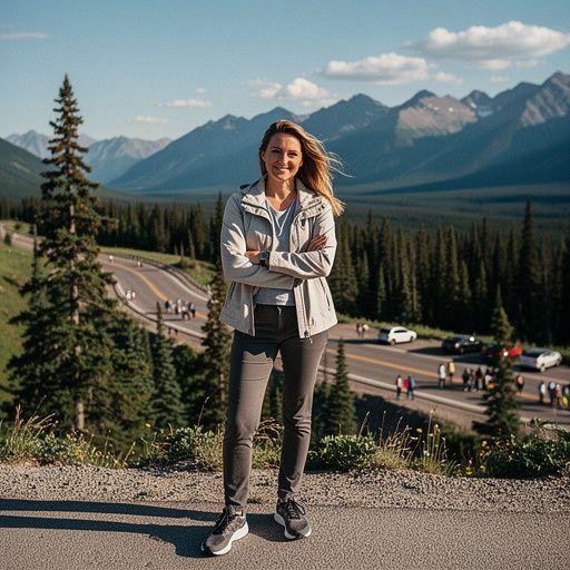 Mapa z zaznaczoną trasą podróży i atrakcjami turystycznymi w tle.